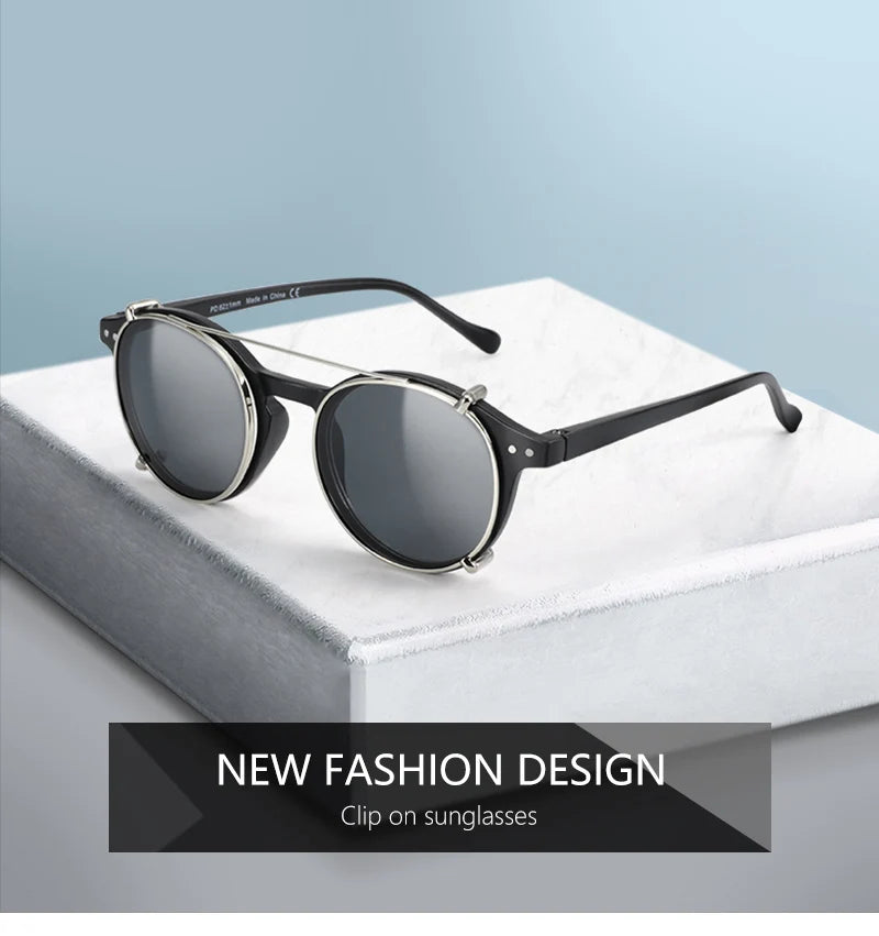 Steampunk Style Clip On Sunglasses for Men Women