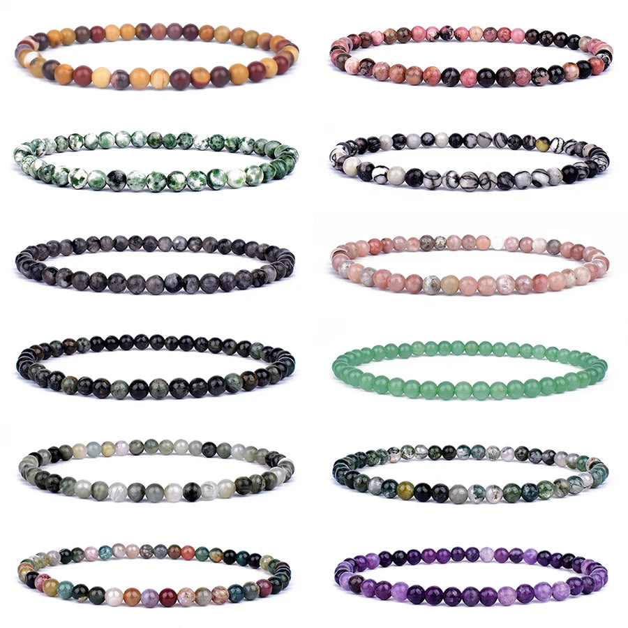 Mini Energy Charm Bracelet Natural Stone Beads Yoga Healing