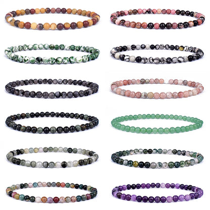 Mini Energy Charm Bracelet Natural Stone Beads Yoga Healing