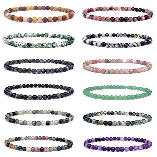 Mini Energy Charm Bracelet Natural Stone Beads Yoga Healing