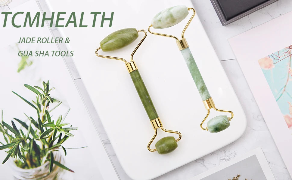 100% Natural Stone Gua Sha & Jade Roller Set