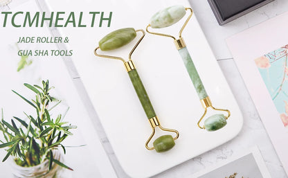 100% Natural Stone Gua Sha & Jade Roller Set