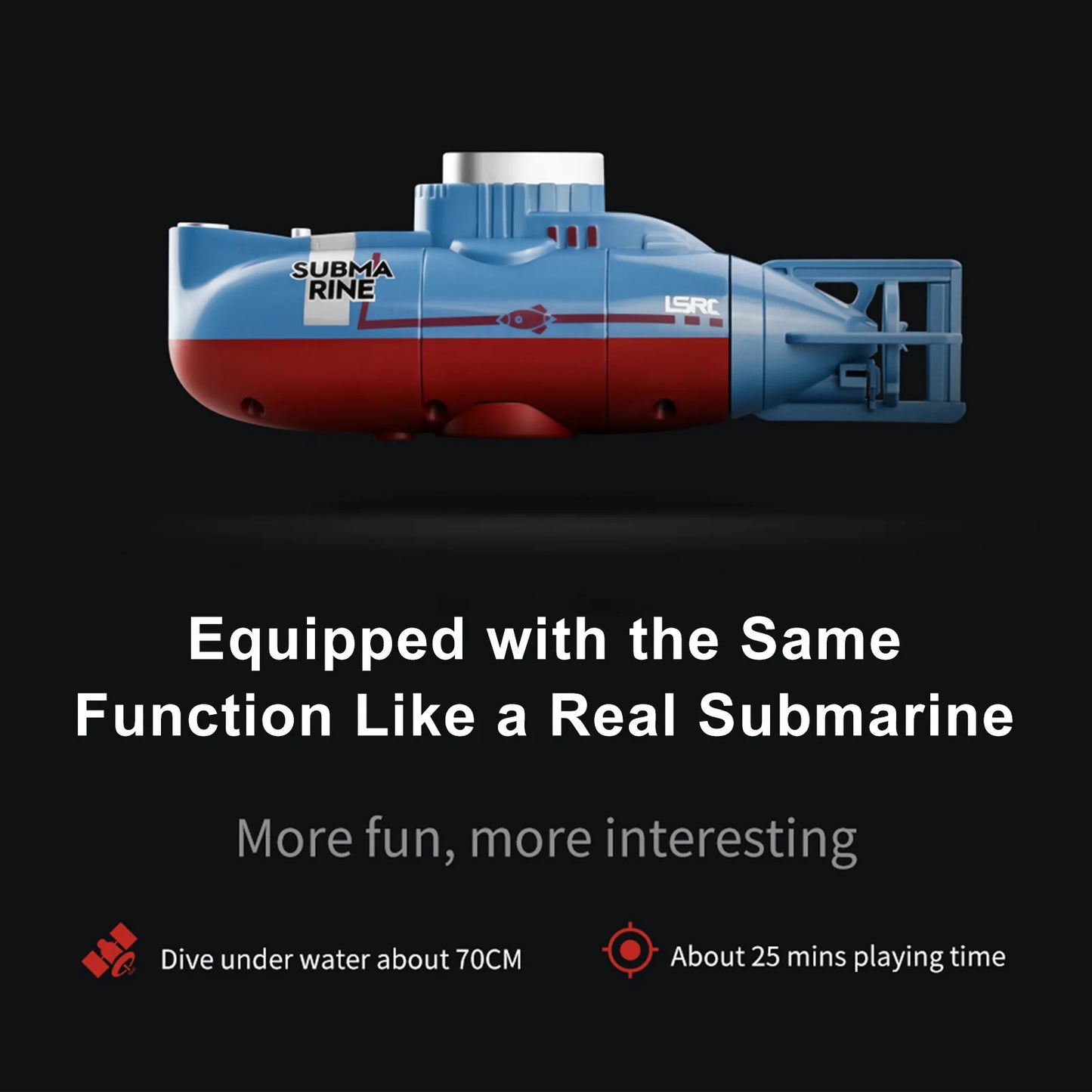 Mini RC Submarine 0.1M/s Speed Remote Control Boat Outdoor