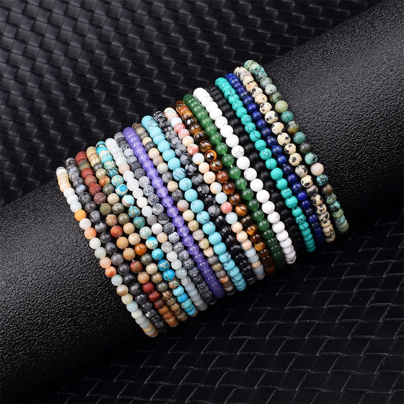 Mini Energy Charm Bracelet Natural Stone Beads Yoga Healing