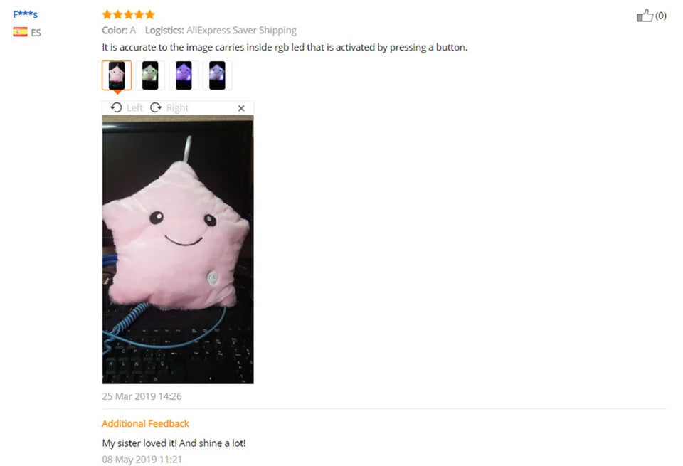 Creative Toy Luminous Pillow Soft Stuffed Plush Glowing