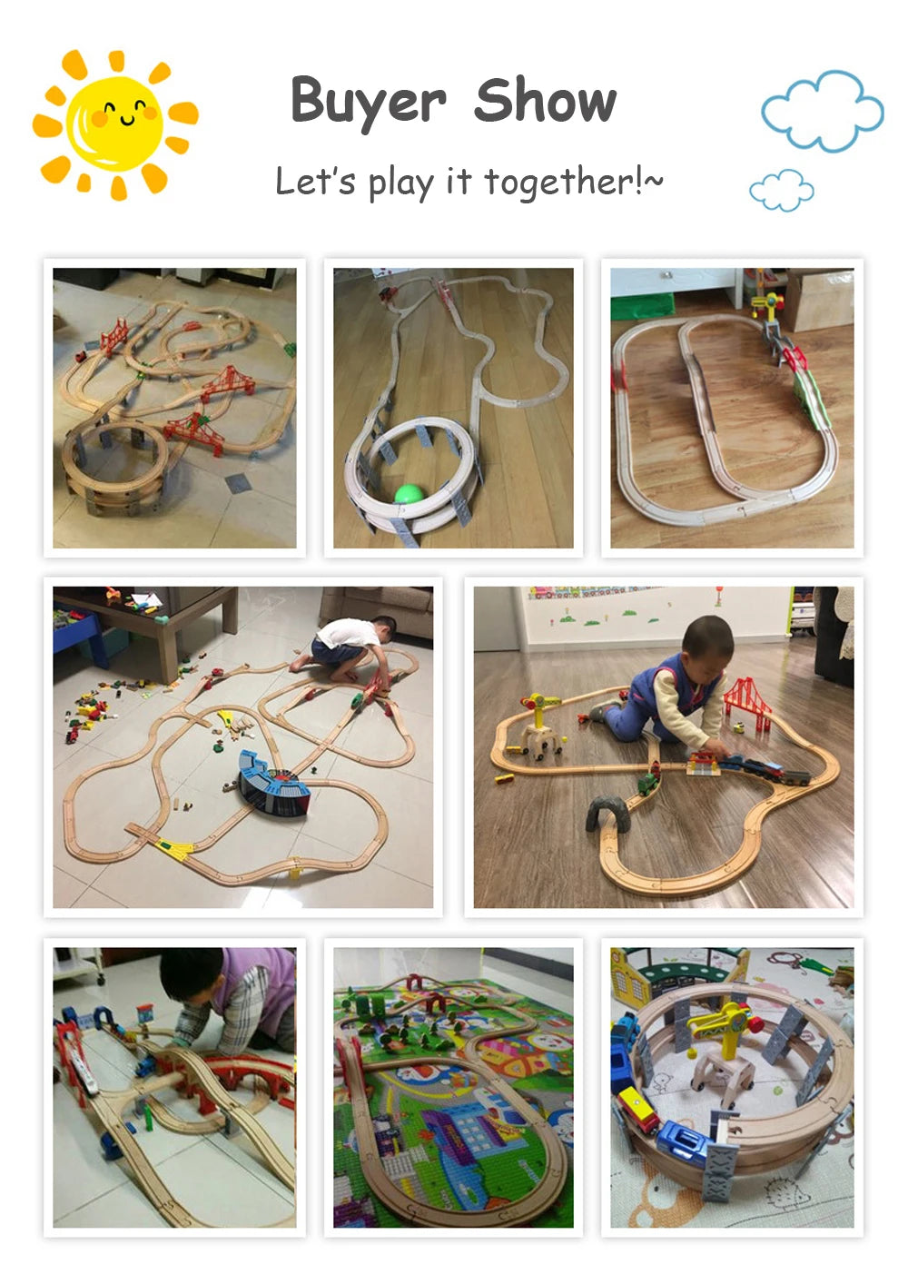 New Kinds Wooden Track Parts Beech Wooden Railway Train