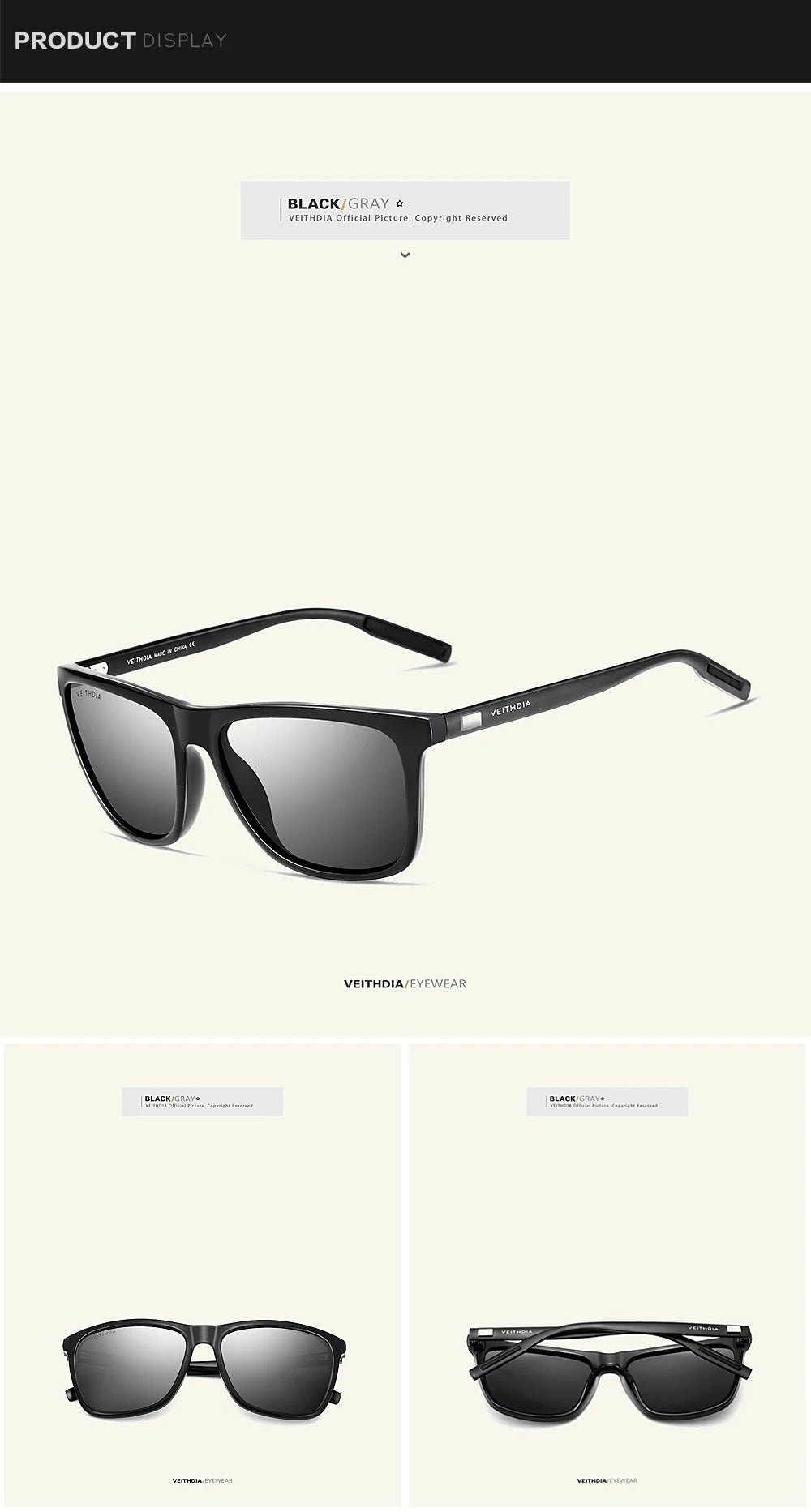 VEITHDIA Brand Sunglasses Unisex Retro Aluminum+TR90