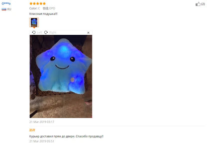 Creative Toy Luminous Pillow Soft Stuffed Plush Glowing Stars