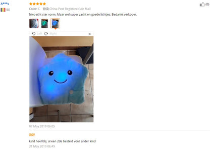 Creative Toy Luminous Pillow Soft Stuffed Plush Glowing Stars