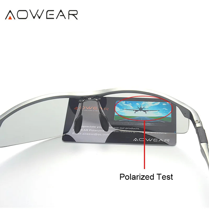 AOWEAR Mens Photochromic Polarized Rimless Sunglasses