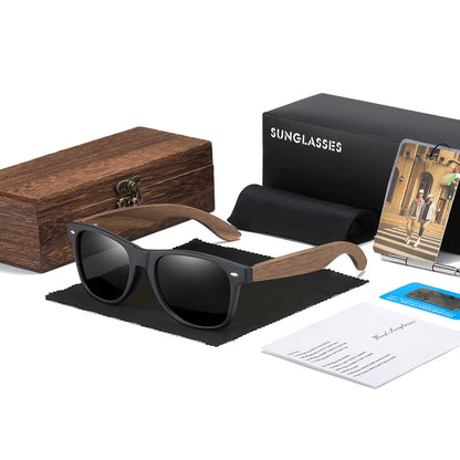GM Handmade Walnut Wooden Eyewear Polarized Mirror Sunglasses