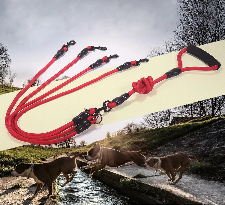 Pet Dog Leash Nylon Rope Double Dual Two Heads Dogs Leash