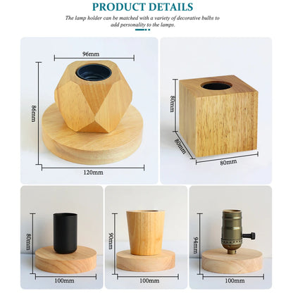 Modern Wood Table Lamps E27 Retro Desk Decora Light