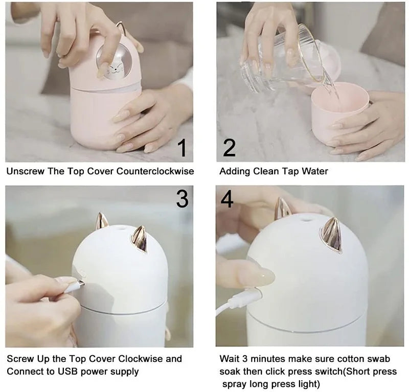 Mini Air Humidifier Portable Ultrasonic Aroma Essential Oil Diffuser