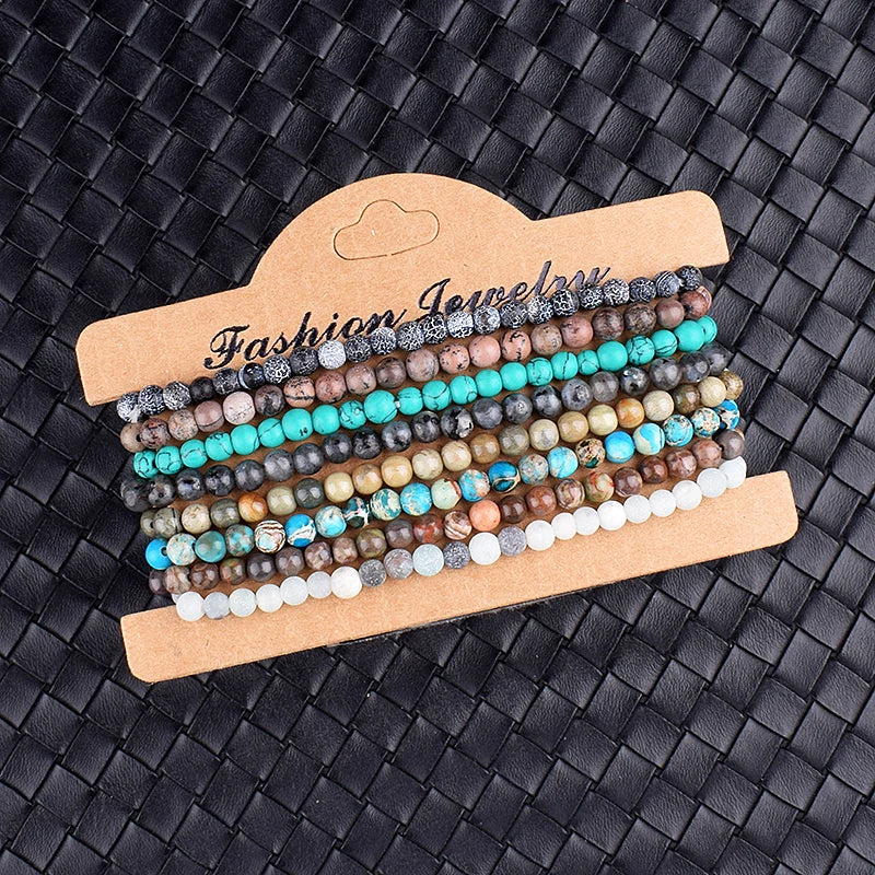 Mini Energy Charm Bracelet Natural Stone Beads Yoga Healing