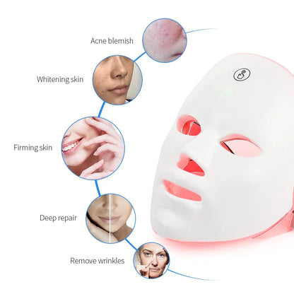 Rechargeable Facial LED Mask 7 Colors LED Photon Beauty Mask