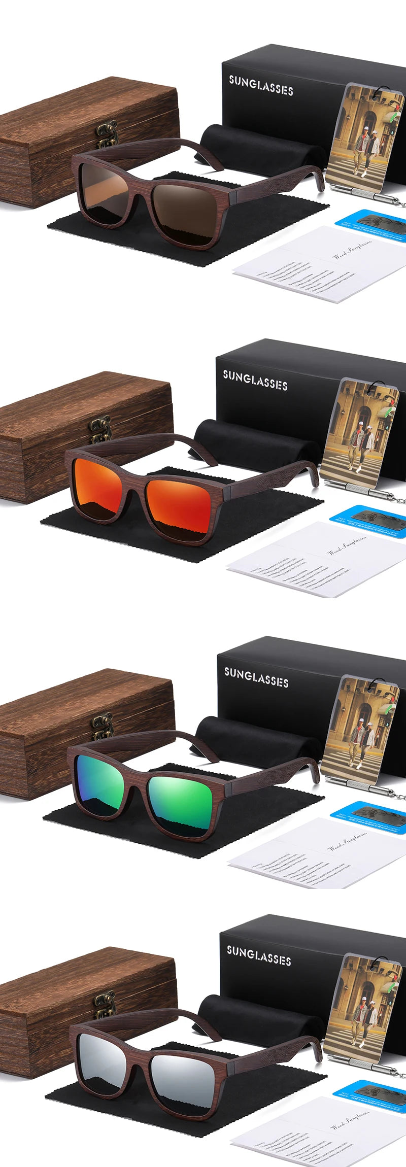 GM Natural Bamboo Wooden Sunglasses Polarized Glasses