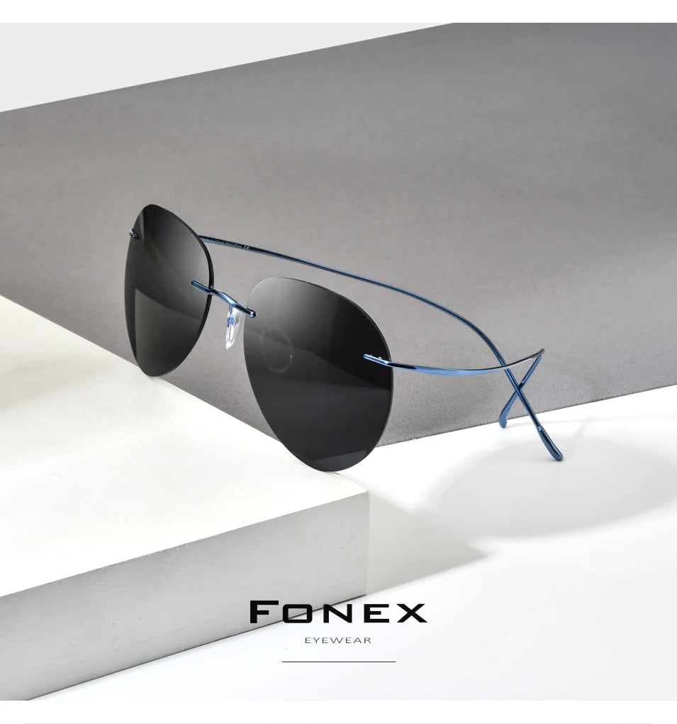 Titanium Rimless Sunglasses Men Ultralight Frameless
