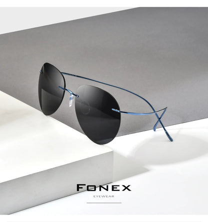 Titanium Rimless Sunglasses Men Ultralight Frameless