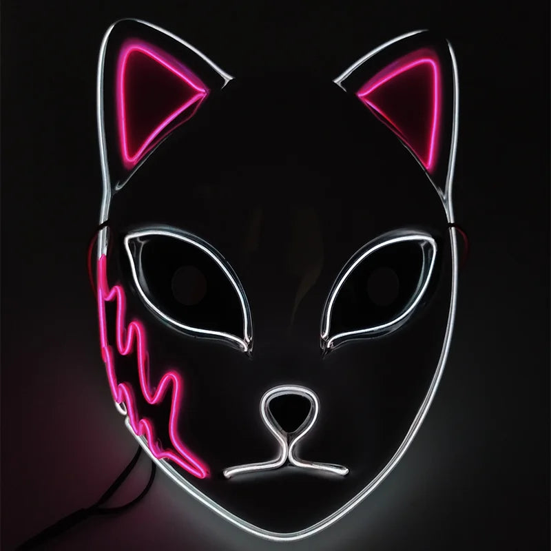 Glowing  Demon Slayer Mask Cosplay Japanese Cartoon