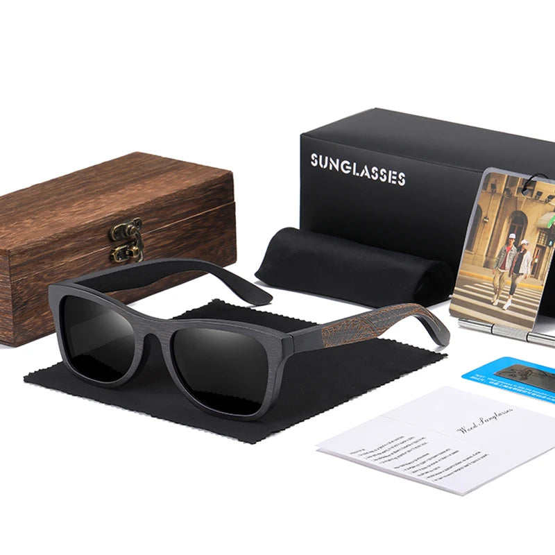 GM Handmade Black Bamboo Wooden Frame Sunglasses