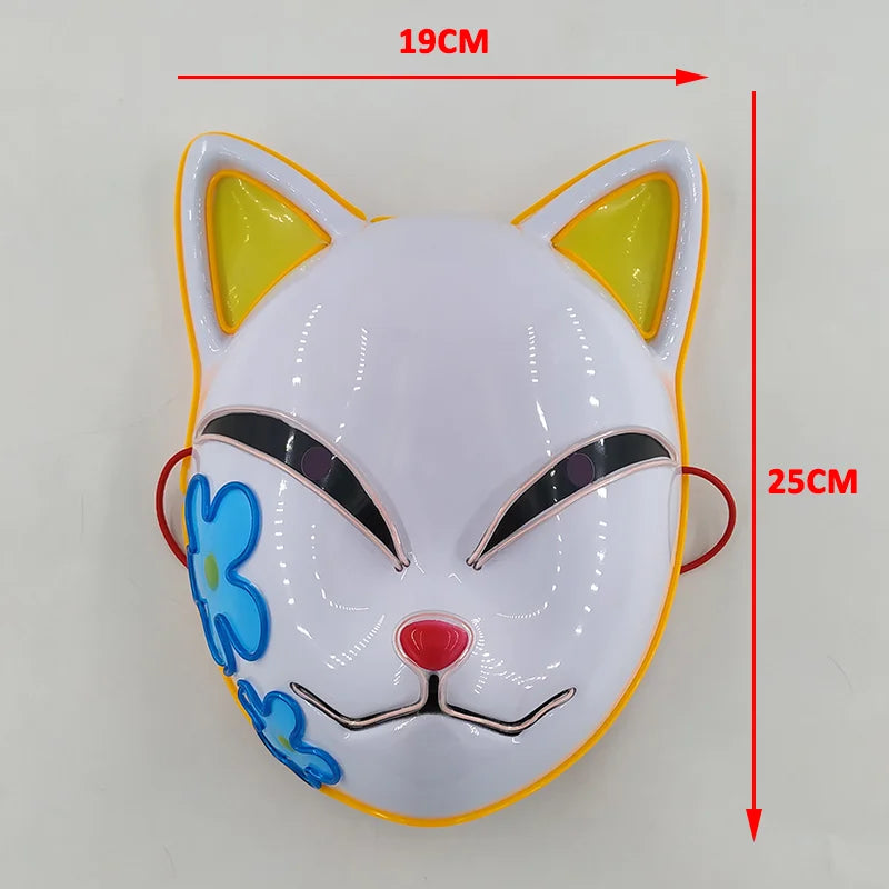 Glowing  Demon Slayer Mask Cosplay Japanese Cartoon