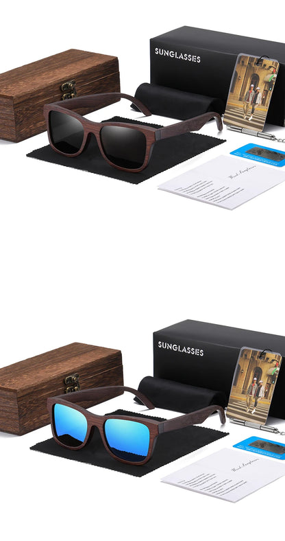 GM Natural Bamboo Wooden Sunglasses Polarized Glasses