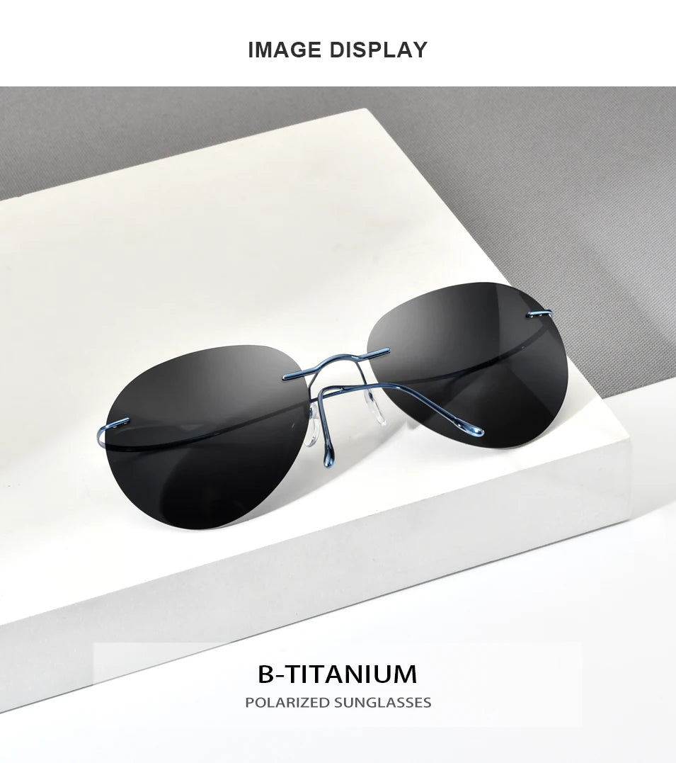 Titanium Rimless Sunglasses Men Ultralight Frameless