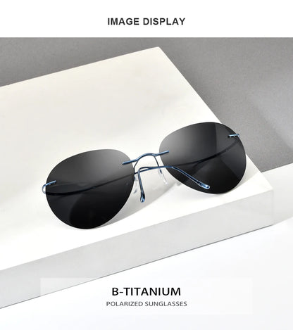 Titanium Rimless Sunglasses Men Ultralight Frameless