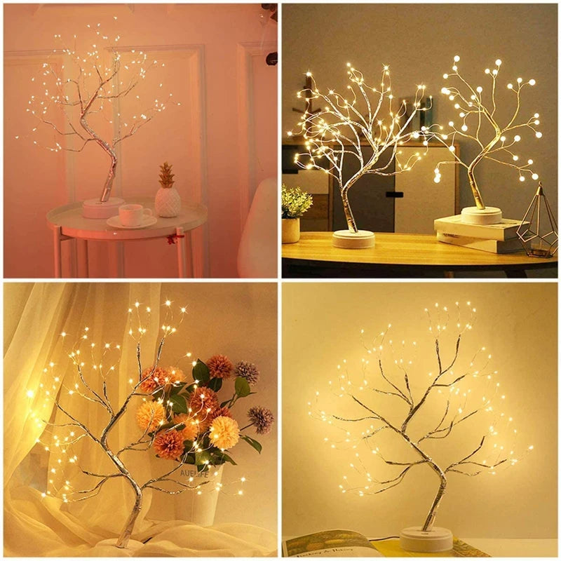 LED Night Light Mini Christmas Tree Copper Wire Garland