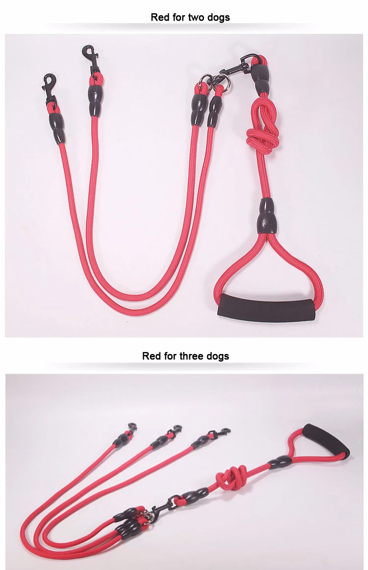 Pet Dog Leash Nylon Rope Double Dual Two Heads Dogs Leash