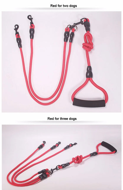 Pet Dog Leash Nylon Rope Double Dual Two Heads Dogs Leash
