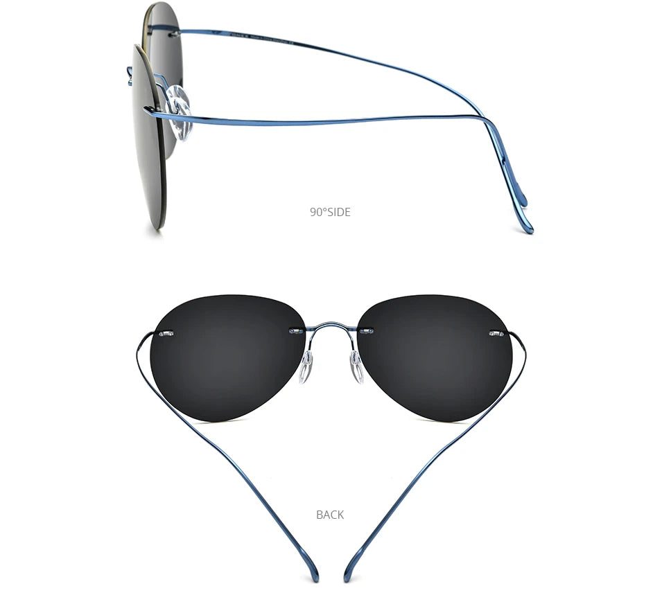 Titanium Rimless Sunglasses Men Ultralight Frameless