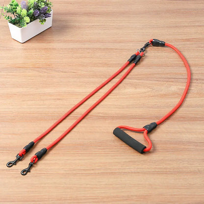 Pet Dog Leash Nylon Rope Double Dual Two Heads Dogs Leash