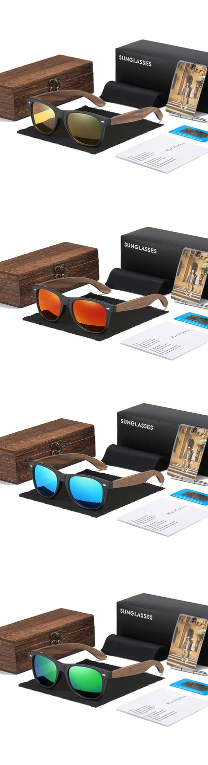 GM Handmade Walnut Wooden Eyewear Polarized Mirror Sunglasses