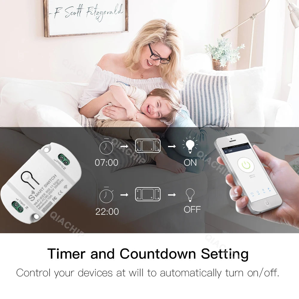 Tuya WiFi Smart Switch AC 220V 110V Wireless Controller
