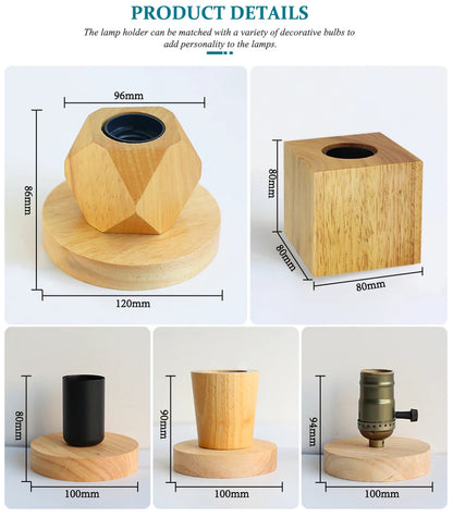 Modern Wood Table Lamps E27 Retro Desk Decora Light