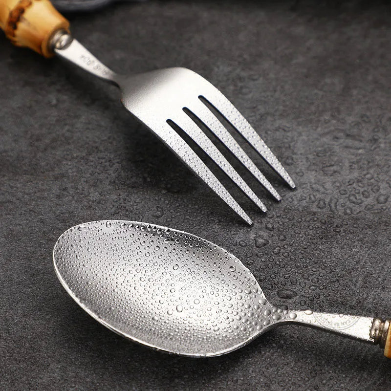 Natural Bamboo Handle Cutlery Set Tableware