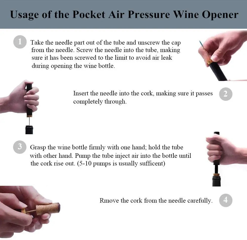 Portable Wine Opener Wine Air Pressure Pump Bottle Corkscrew