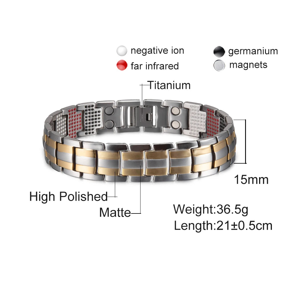 Magnetic Titanium Bracelet Men Health Energy Benefits