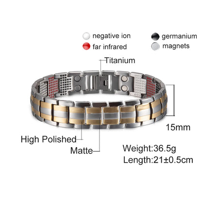 Magnetic Titanium Bracelet Men Health Energy Benefits