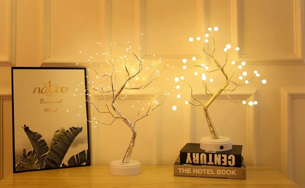 LED Night Light Mini Christmas Tree Copper Wire Garland