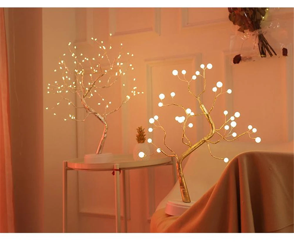 LED Night Light Mini Christmas Tree Copper Wire Garland