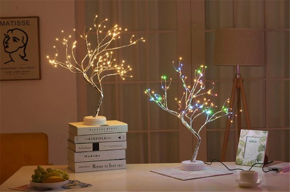 LED Night Light Mini Christmas Tree Copper Wire Garland