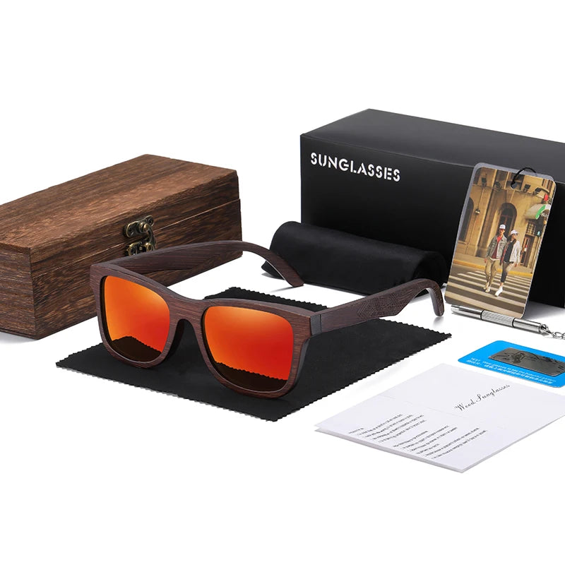 GM Natural Bamboo Wooden Sunglasses Polarized Glasses