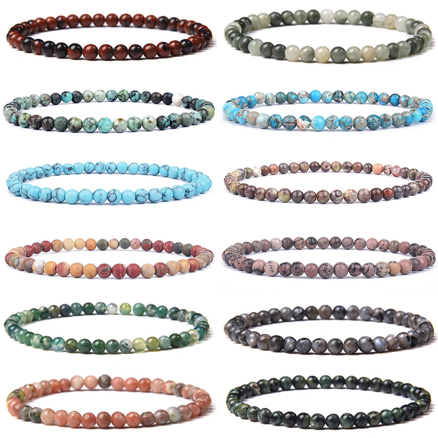 Mini Energy Charm Bracelet Natural Stone Beads Yoga Healing