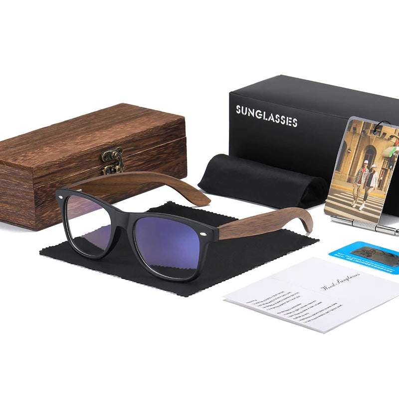 GM Handmade Walnut Wooden Eyewear Polarized Mirror Sunglasses