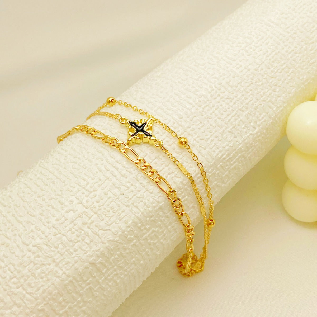 Simple Multi-layer Oil Dripping Cross Pendant Bracelet