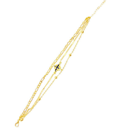 Simple Multi-layer Oil Dripping Cross Pendant Bracelet