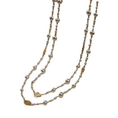 Retro Multi-layer Pearls Necklace Fashion Long Sweater